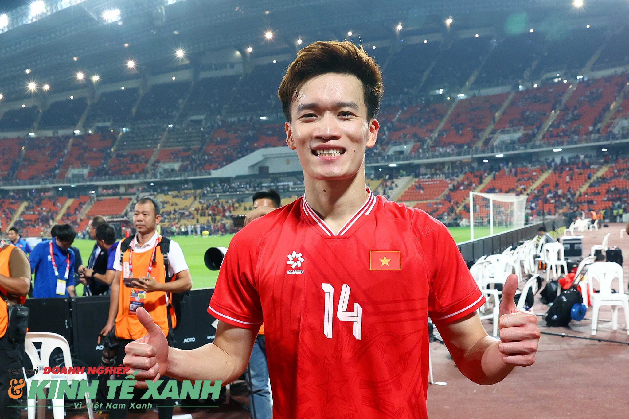 Tiền vệ Hoàng Đức ăn mừng chiến thắng trong trận chung kết lượt về ASEAN Cup 2024 trên đất Thái Lan