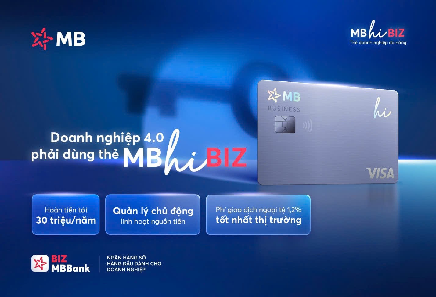 Thẻ MB Hi BIZ cho phép chủ thẻ 10Lc88 Casino & Thể Thao Link Mới linh hoạt nguồn tiền giữa tài khoản 10Lc88 Casino & Thể Thao Link Mới và hạn mức tín dụng.