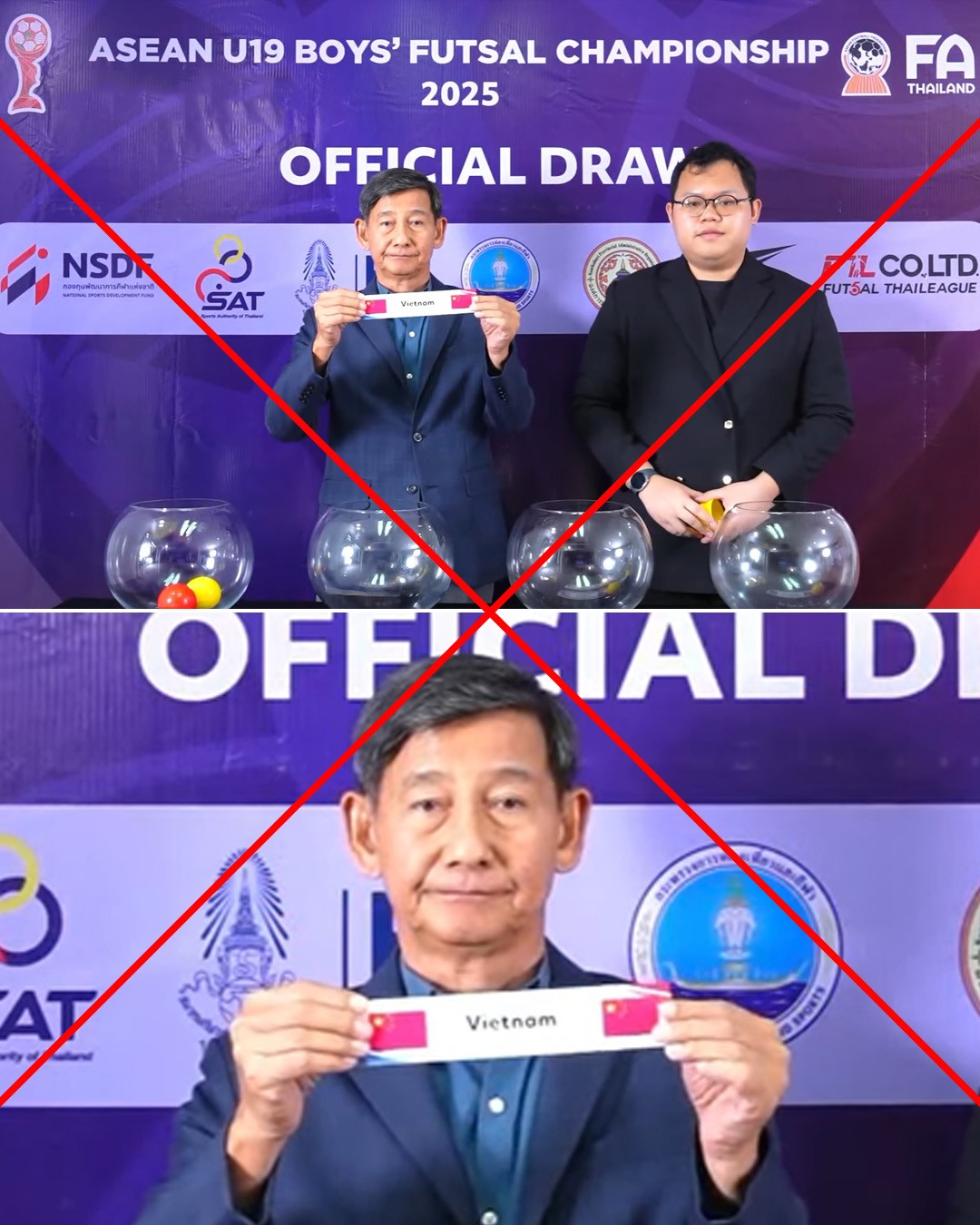 Buổi lễ bốc thăm này được livestream/phát sóng trực tiếp trên trang chủ của Liên đoàn Bóng đá Thái Lan FAT với quốc kỳ Trung Quốc thay vì quốc kỳ Việt Nam