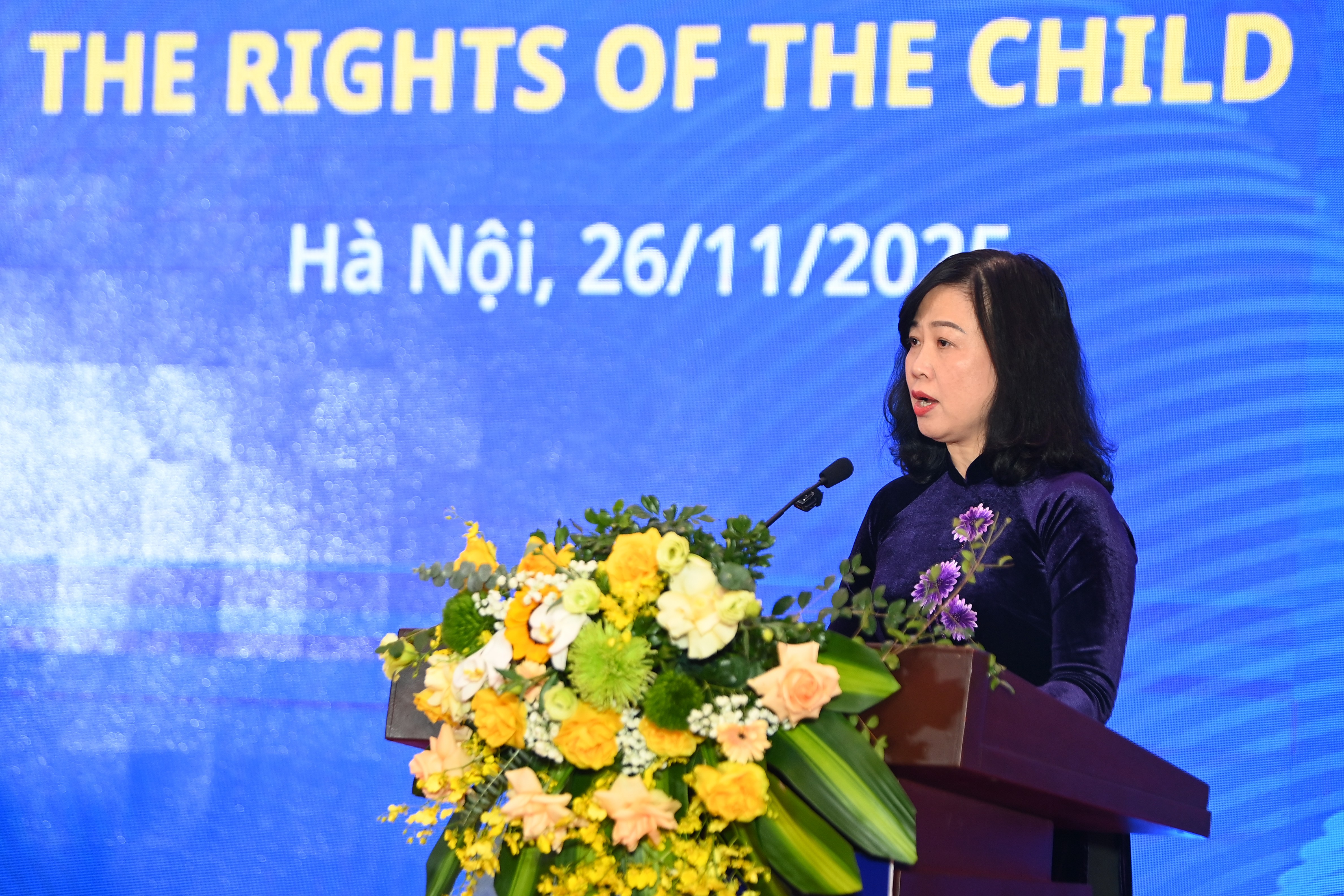 Bộ trưởng Bộ Y tế Đào Hồng Lan phát biểu tại Lễ kỷ niệm 50 năm hợp tác Việt Nam – UNICEF, nhấn mạnh cam kết bảo vệ và phát triển toàn diện trẻ em.