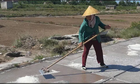 Mưu sinh trên đồng muối dưới nắng nóng gay gắt