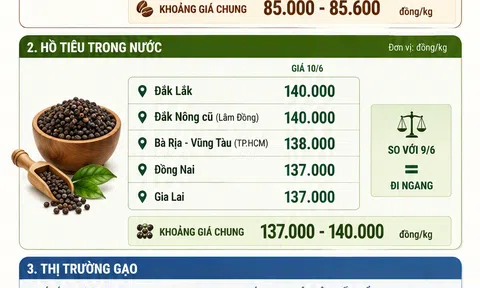 [Infographic] Giá nông sản hôm nay ngày 10/6: Cà phê bật tăng trở lại, hồ tiêu giữ giá, gạo Sân Chơi Lc88.com Web Uy Tín giảm nhẹ