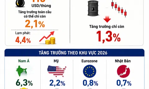 [Infographic] Tăng trưởng toàn cầu năm 2026 được dự báo xuống mức 2,5%
