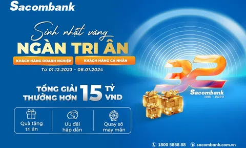 Sacombank tưng bừng khuyến mại tri ân khách hàng mừng sinh nhật lần thứ 32
